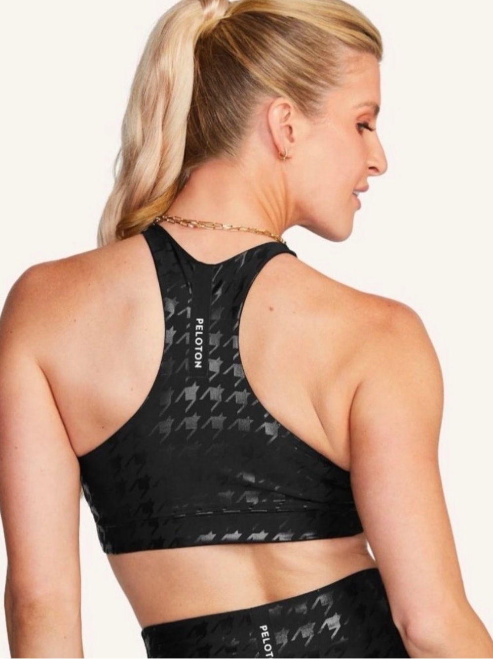 NWT Peloton Show Up Digital Foil Black high neck Sports Bra size Large